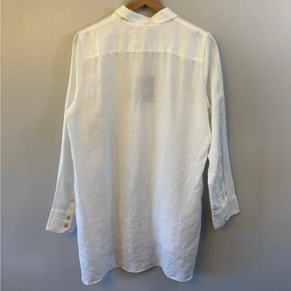 Women's Tommy Bahama White Two Palms LS Linen Tunic Button Down Size Large NWT - Picture 2 of 6